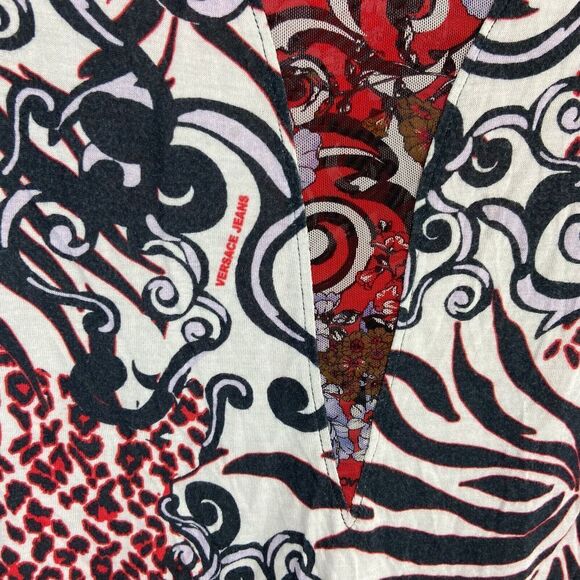 VERSACE JEANS T Shirt Women’s 4 Animal print Short Sleeve Mesh Whimsical Y2K - Picture 3 of 8